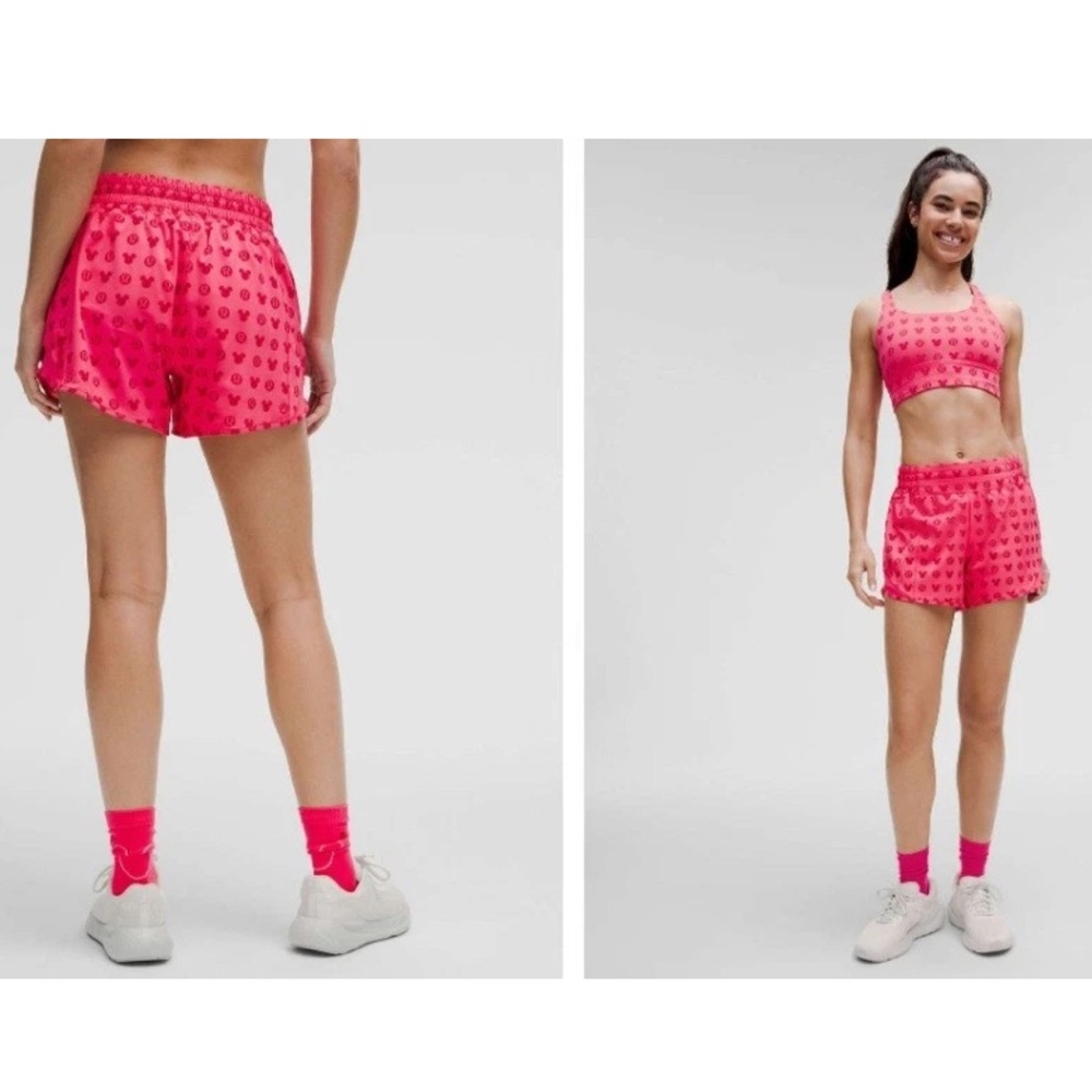 NWT Lululemon Disney Hotty Hot High Rise Shorts 4" Pink Mickey Mouse Size 6 DYCP